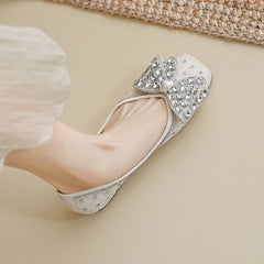 LBSFY  -  35-43 Point Toe Shoes Women Flat 2024 New Rhinestone Bean Shoes