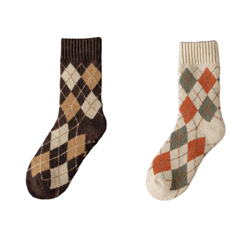 Lbsfy Classics Women Winter Warm Cashmere Socks Thick Warm Cozy Comfy Wool Thermal Socks Middle Length Stocking Warmth Floor Hosiery