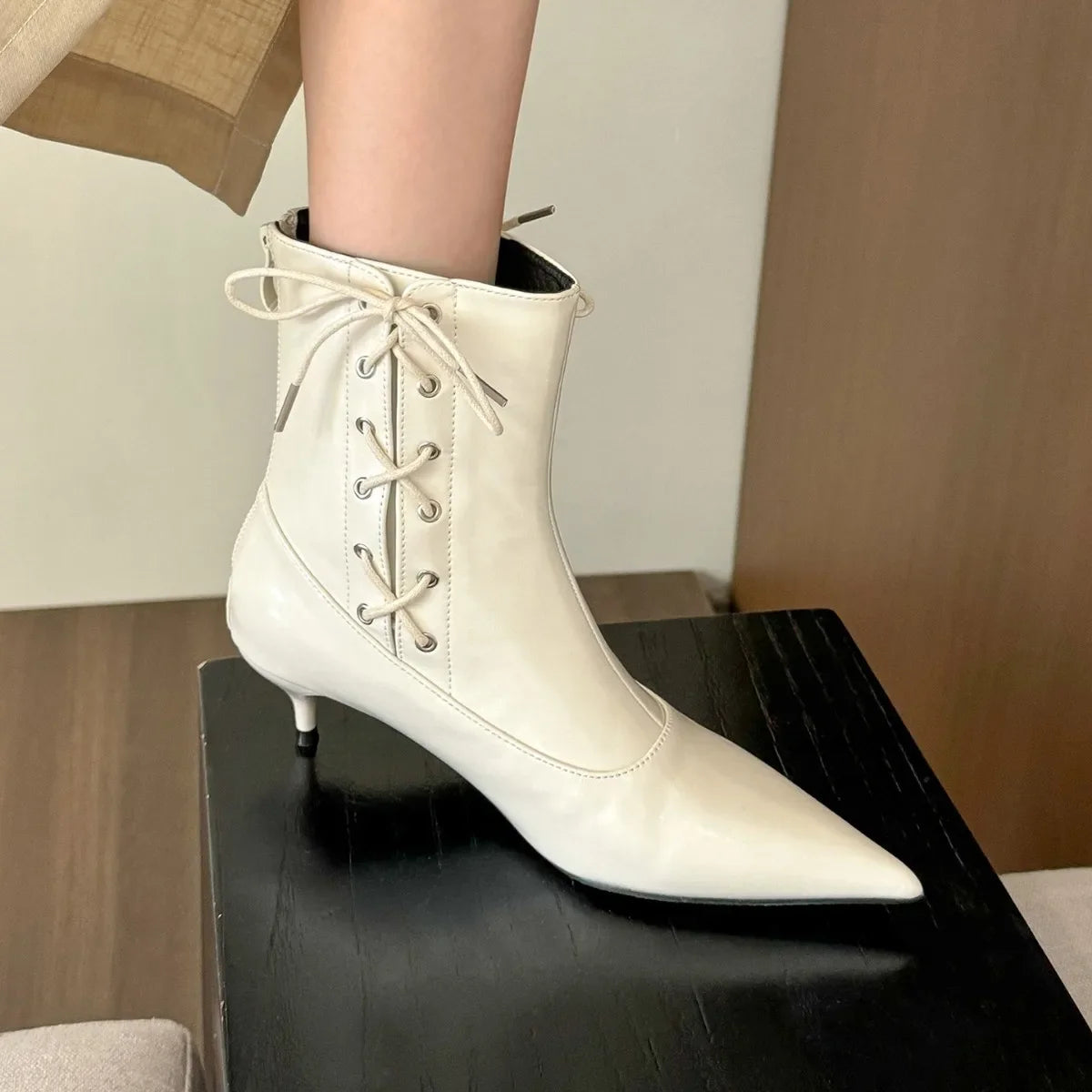LBSFY  -  New Winter Designer Ankle Boots Women Fashion Sexy Pointed Toe Short Boots Female Cross-tied Elegant High Heel Boots Women