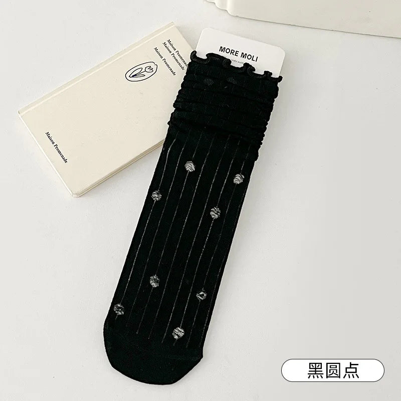 Lbsfy Women's Socks Jk Harajuku White Black Spring Summer Cotton Fashion Korean Style Simple Ins Mid-tube Breathable Comfortable Socks