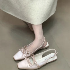 LBSFY  -Summer Women Flower Cover Toe Sandals Fashion Butterfly-knot Low Heel Shoes Ladies Casual Dress Street Style Sandalis
