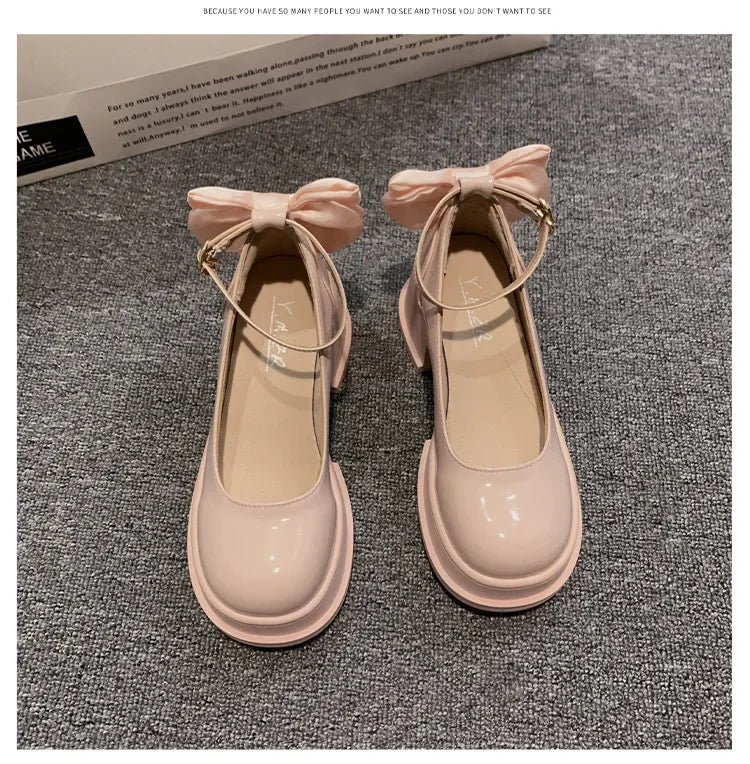 LBSFY -Women Thick Platform Mary Janes Lolita Shoes Party Pumps Summer 2024 New High Heels Sandals Bow Chain Mujer Shoes Oxford Zapatos