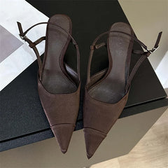 LBSFY -Spring Buckle Strap Women Pumps Sandals Fashion Shallow Thin Heels Pointed Toe Slingback Mules Tacones Mujer