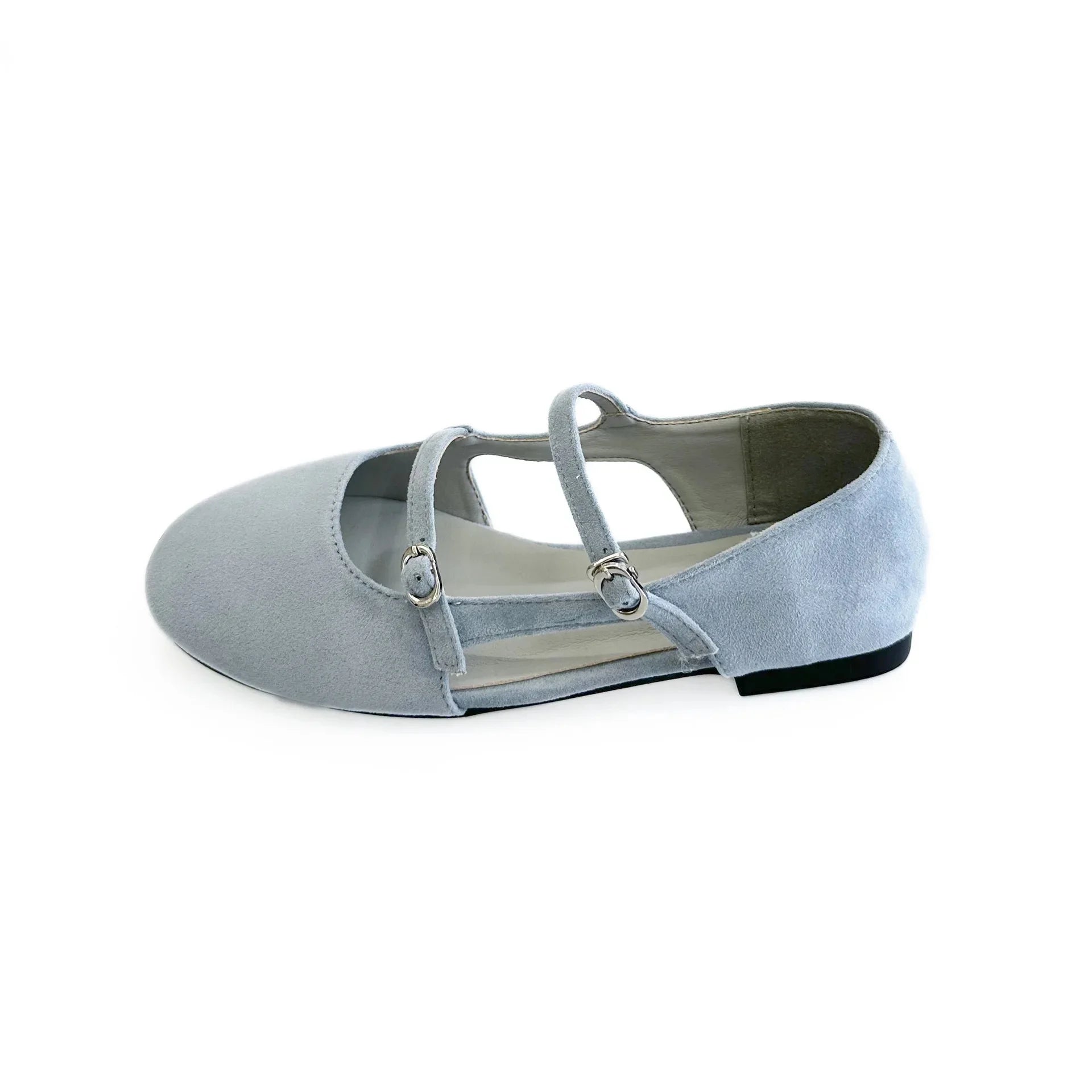 LBSFY -Mary Jane Flat Shoes Women's Casual Footwear Side Open Airy Leather Mid Heel Summer Rubber Sole Adult Footwear Grid Inner