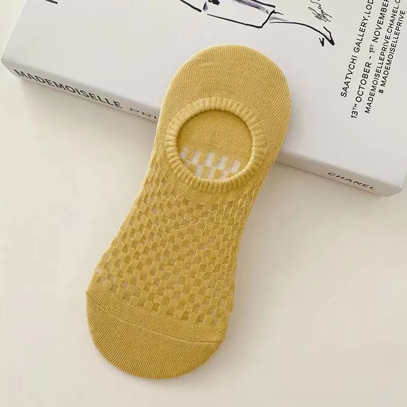 Lbsfy Women's Socks Spring Summer New Solid Color Fashion Sweat-absorbing Antibacterial Anti slip Breathable Perforated Sock Wholesale