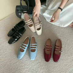 LBSFY  -  Spring New Women Flats Ladies Elegant Flat Mary Jane Shoes Fashion Round Toe Shallow Shoes Outdoor Dress Ballet Shoes M