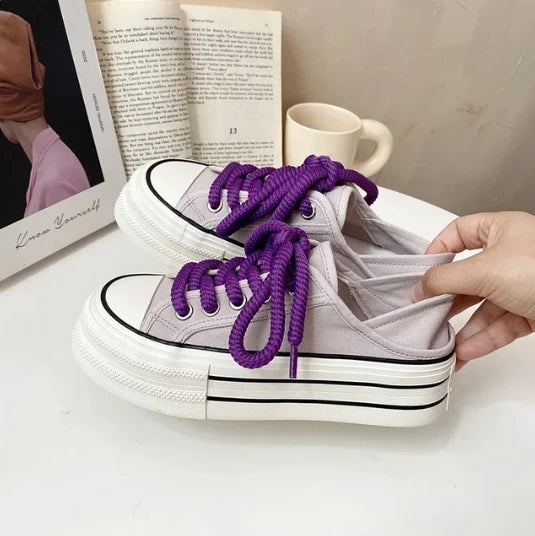 LBSFY  -  Platform Canvas Shoes for Women High-top Candy Color Korean Fashion Shoes Student Casual All-match Designer Footwear New