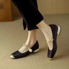 LBSFY -Shoes Female Fashion Square Toe Women's Pumps Autumn Shallow Mixed Colors Outdoor Casual Chunky Heels Office Ladies Shoes