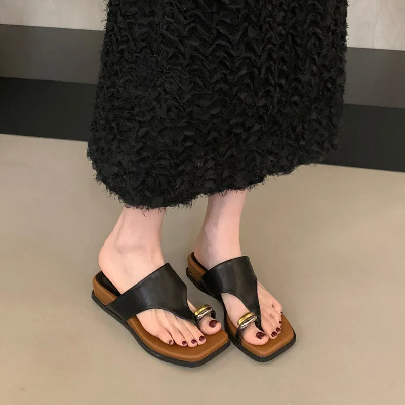 LBSFY -  Summer Women Slipper Ladies Slip On Flip Flop Low Wedge Heel Outdoor Dress Slides Beach Shoes Mujer