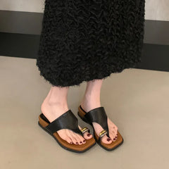 LBSFY -  Summer Women Slipper Ladies Slip On Flip Flop Low Wedge Heel Outdoor Dress Slides Beach Shoes Mujer