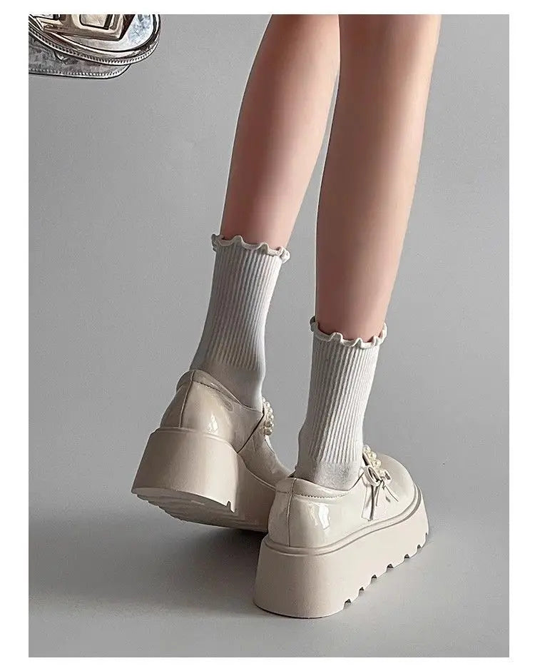 LBSFY -2025 New Fashion Retro Spring Autumn Japanese Women Mary Janes Shoes Bow Platform Single Lolita Shoes Women's Ballerinas Tacones