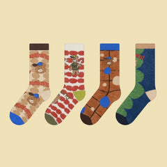 Lbsfy Winter Warm Women's Socks Cute Bear Cartoon Velvet Floor Socks for Women Soft Home Indoor Funky Sock Comfortable High Quality
