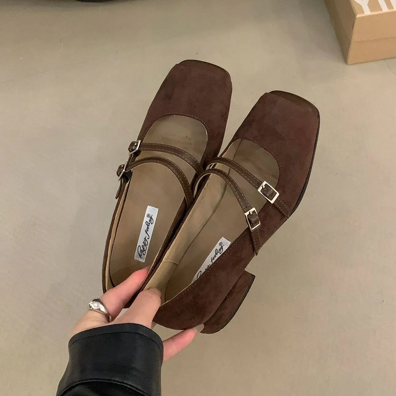 LBSFY  -  New Brand Women Flat Sheos Fashion Shallow Slip On Shoes Square Low Heel Dress Shoes Casual Laofer Mujer
