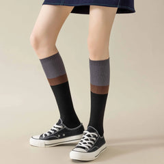 Lbsfy Stockings Women Knitted Cotton Color Matching Knee Socks Women Stockings JK Japanese Style School Girls Long Socks Stockings Sox