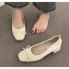 LBSFY -New Women Cute Ballerina Low Heel Shoes Lady Slipony Butterfly Knot Vintage Kawaii Mocasines Loafers Girl Lolita Mom Shoes
