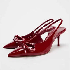LBSFY -Fashion Women's High Heels Sandals Red Sexy Butterfly Decoration Ankle Strap Women's Pointed Wedding Party Ball Women's Shoes