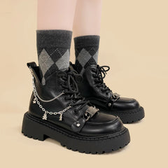 LBSFY  -   Design Fashion Ladies Platform Boots for Girls Female Students Kawaii Black Ankle Boots Women
