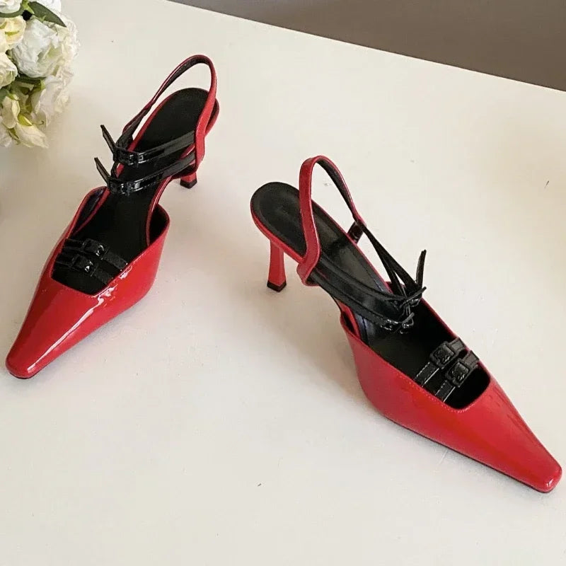 Lbsfy Belt Buckle High Heels Women 2025 New Pointed Toe Pumps Sandals Women Elegant Brand Dress Shoes Women Tacones De Mujer