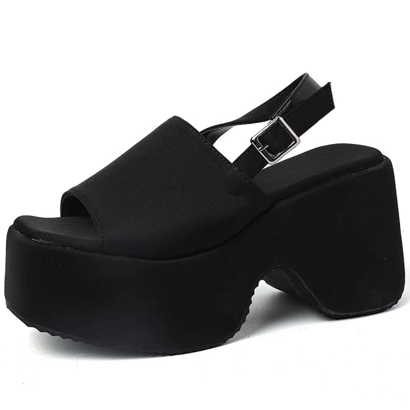 LBSFY  -Summer Fashion Leopard Print Open Toe Sandals Women Punk Style Platform Wedges Heels Party Shoes