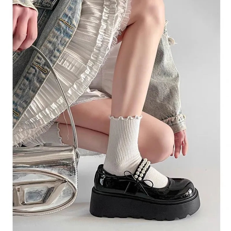 LBSFY -2025 New Fashion Retro Spring Autumn Japanese Women Mary Janes Shoes Bow Platform Single Lolita Shoes Women's Ballerinas Tacones