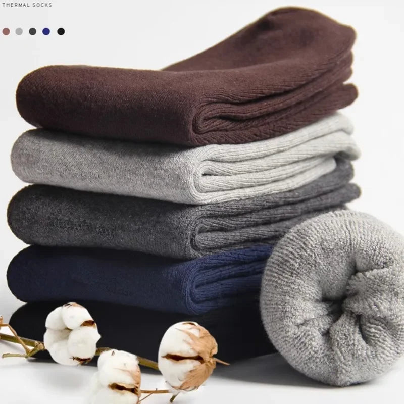 Lbsfy 5Pairs Winter Thicker Warm Men’s Sock Wool Male Women Socks Super Solid Socks Merino Wool Socks Against Cold Snow Terry Sock