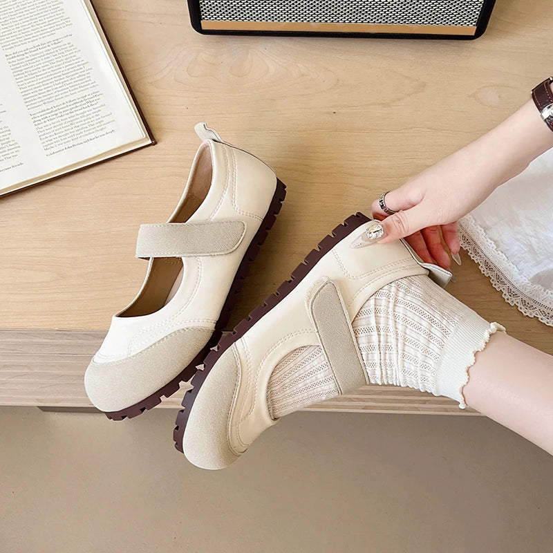 LBSFY -New Style Fashion Women's Flat Shoes Korean Style Mary Jane Ladies' Casual Leather Flat Boat Shoes Loafers Work and Party Wear