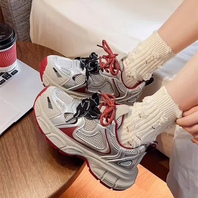 LBSFY -Breathable Lightweight Casual Sports Shoes Women's Autumn New Style Thick Sole Increased Height Versatile Trendy