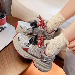 LBSFY -Breathable Lightweight Casual Sports Shoes Women's Autumn New Style Thick Sole Increased Height Versatile Trendy