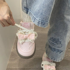 LBSFY  -  Kawaii Shoes Bowknot Women Sneakers Spring Summer 2025 Platform Vulcanize Cute Casual Pink Lolita Korean Fashion Footwear