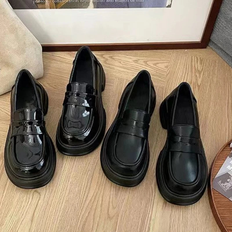 LBSFY  -  Platform Mid Heel 5cm Sweet Girls Lolita Shoes Women's Autumn British College Student Retro Jk Uniform Black Gothic Kawaii Shoes