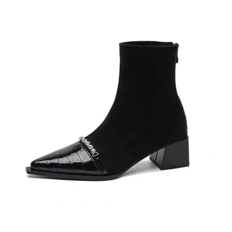 LBSFY -Pointed Toe Women Snow Ankle Boots High Heels Sexy Shoes Chunky Designer Chelsea Boots Winter New Trend Goth Botas De Mujer