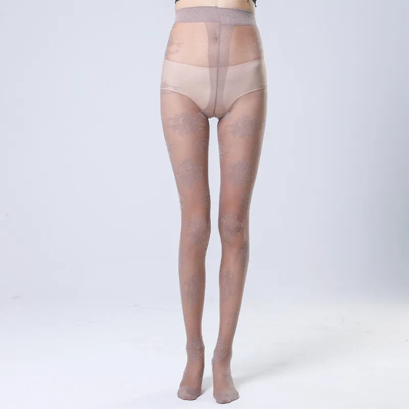 Lbsfy Feminine Mesh Jacquard Tights Summer Spring Rose Flowers JK Fishnet Pantyhose 7 Colors Woman Thin Long Black Stockings