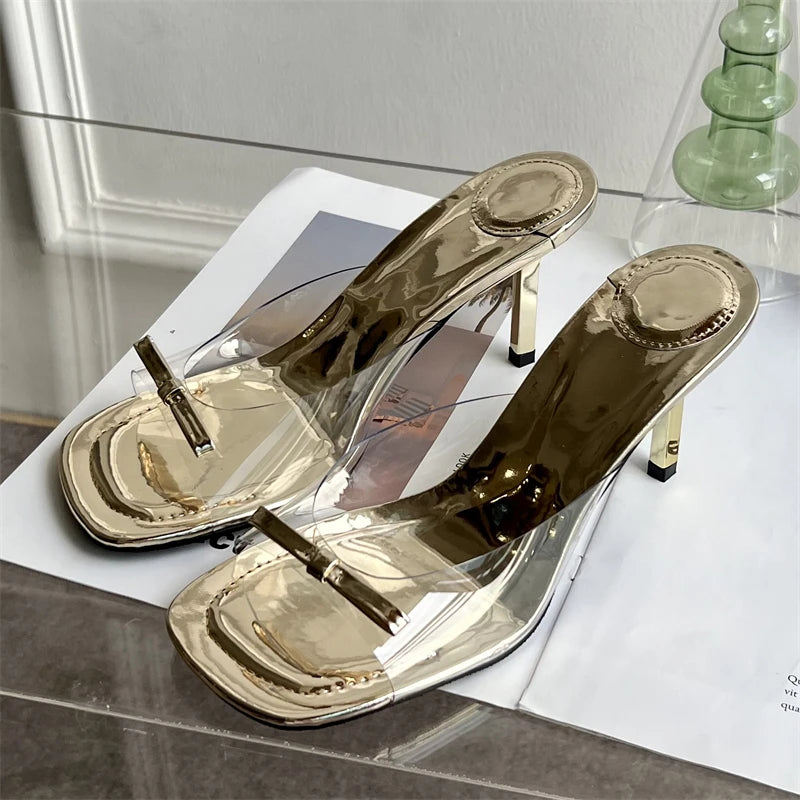 LBSFY -Summer Fashion Butterfly-knot Satin Women Slipper Slip On Ladies Sandal Thin High Heel Outdoor Dress Slides Shoes