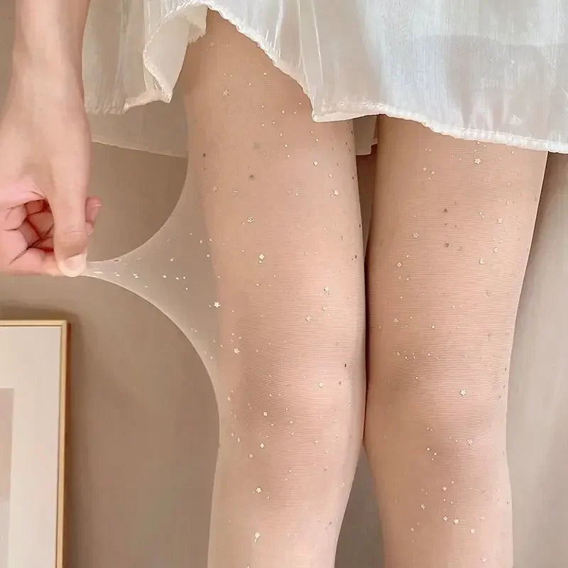 Lbsfy Y2K Shiny Sexy Stockings Tights Korean Rhinestone Mesh Fishnet Pantyhose Women Pantyhose Female Hosidery Diamond Nylon Lingerie