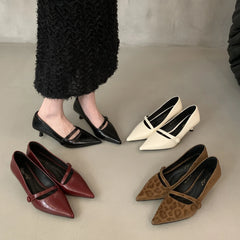 LBSFY  -Spring Women Pumps Shoes Fashion Pointed Toe Slip On Ladies Elegant Single Shoes Thin Low Heel Dress Pumps Shoes M