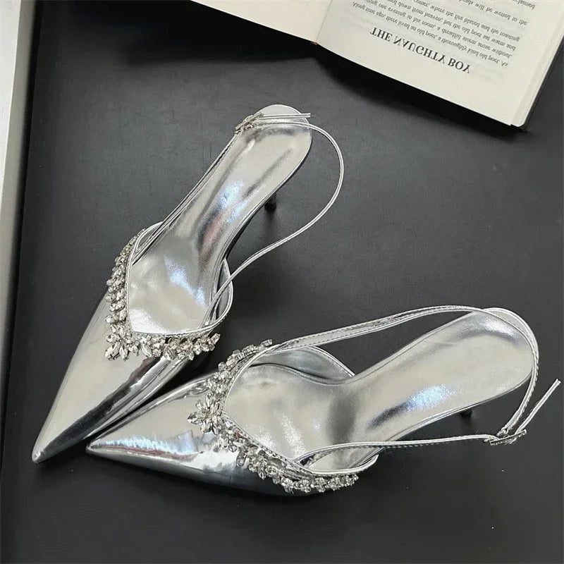 LBSFY -2025 Sexy CRYSTAL Buckle Strap Women Pumps Fashion Pointed Toe Thin Heels Sandals Party Prom Mules Shoes Zapatos Mujer
