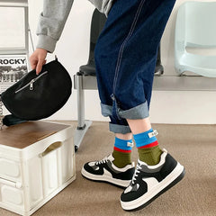 Lbsfy Fashionable and versatile Contrast colored socks women's high top pile up socks Korean version of spring/summer cotton socks