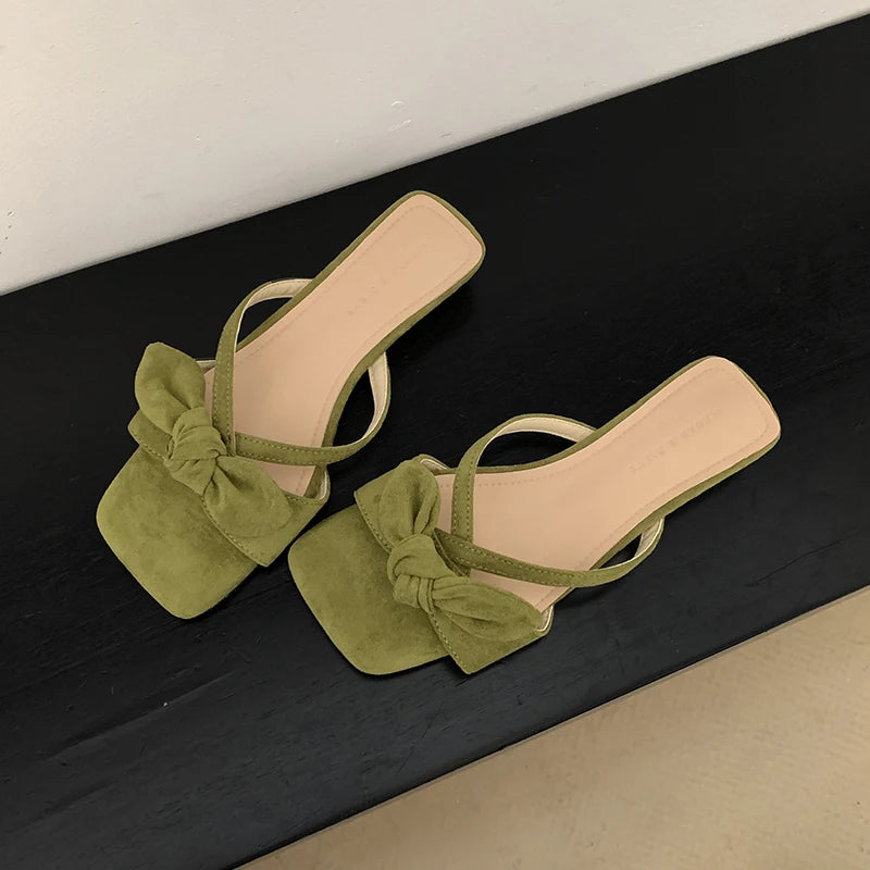 LBSFY  Summer Women Fashion Butterfly-knot Slippers Casual Open Toe Beach Vacation Slides Party Dress Shoes