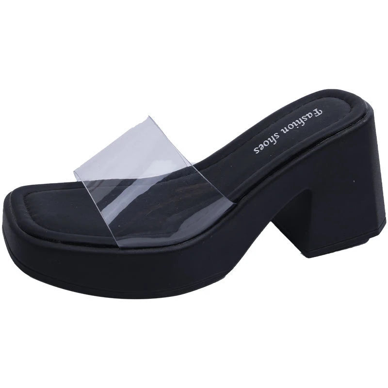 LBSFY  -  Design PVC Transparent Open Toe Woman Slippers Fashion Platform Thick High Heel Ladies Shoes Zapatillas De Mujer