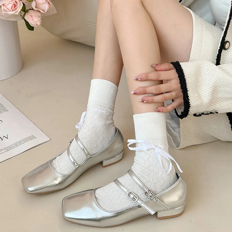 LBSFY  -  2024 New Women Flat Shoes Fashion Square Toe Shallow Buckle Ladies Ballet Shoes Soft Casual Flat Mary Jane Shoes