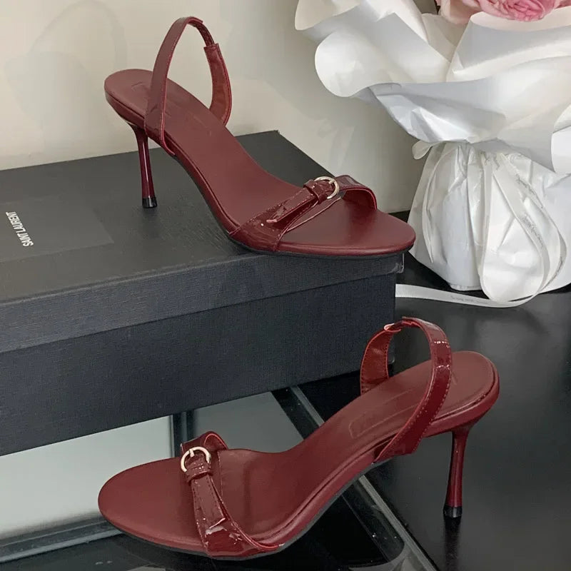 LBSFY -Summer Fashion Narrow Band Open Toe Sandals Thin Low Heel Gladiator Women Party Shoes Zapatos De Mujer
