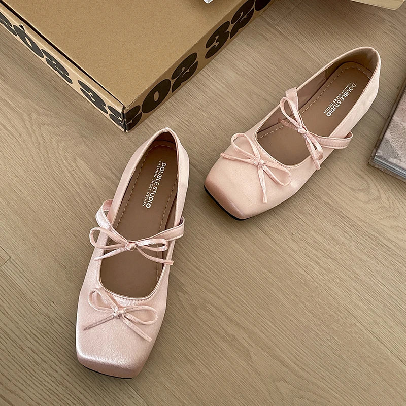 LBSFY  Spring Butterfly-knot Women Mary Jane Shoes Comfort Soft Sole Flats Ladies Casual Dress Ballerina Footwear