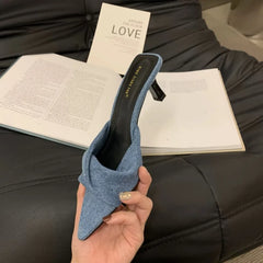 LBSFY -Summer Fashion Simple Ladies Slippers Dew Feet High Heels Solid Color Comfortable Casual SlippersFashion Slippers