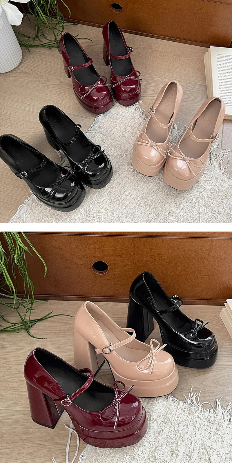 LBSFY -Autumn Platform Thick Heel Women Mary Jane Shoes Fashion Butterfly-knot Shoes Ladies Outdoor Dress Pumps