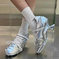 Lbsfy  High Heel Ballet Shoes Women Round Toe Cross Lace Up Strange Shoes Sporty Style Low Heel Mary Jane Shoes Women Pumps