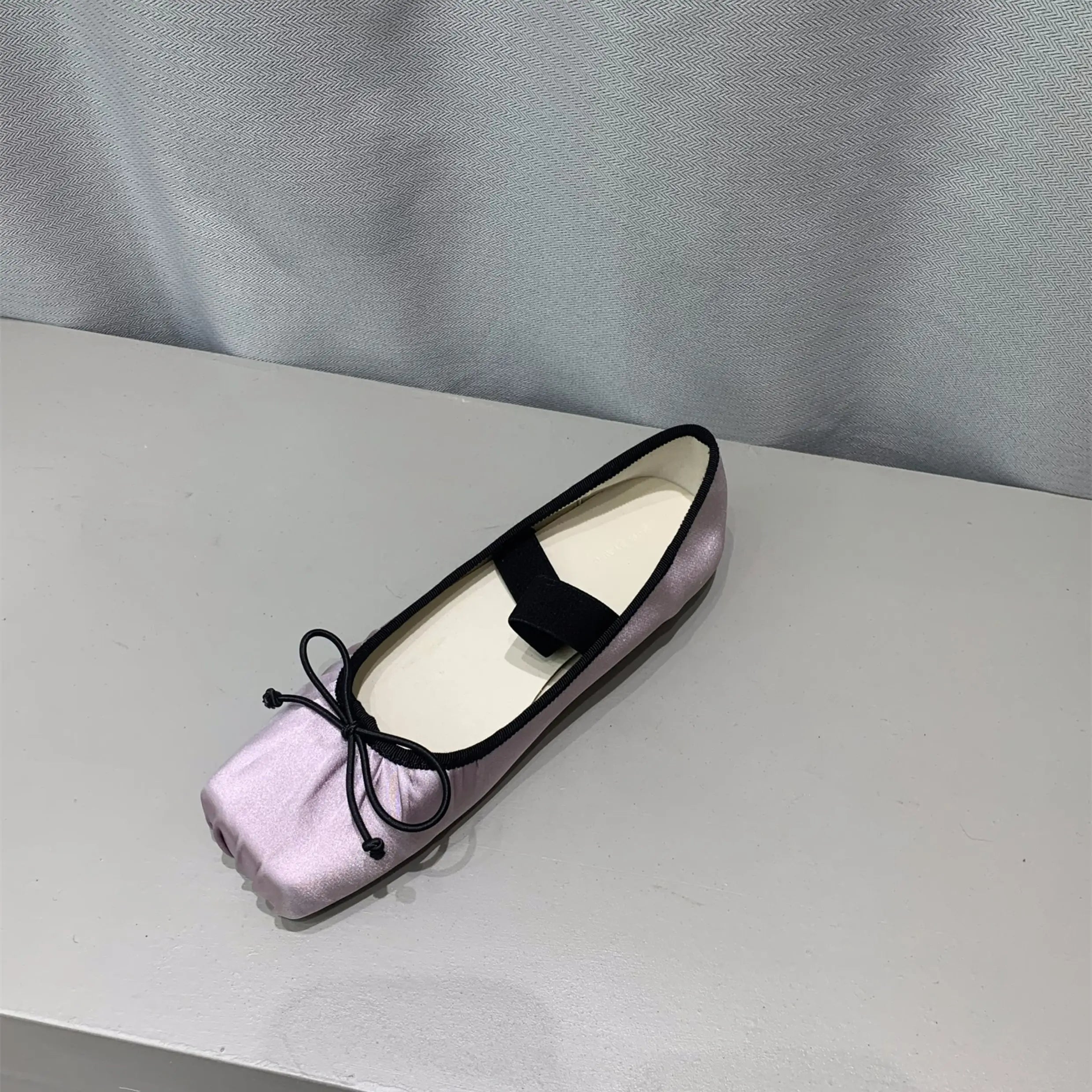 LBSFY  -  Luxury Satin Silk Ballet Shoes Woman Classic Square Toe Bowtie Elastic Band Ballerina Flats Ladies Soft Loafers Mujer