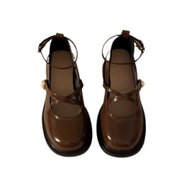 LBSFY -Women Loafers Retro Brown Mary Jane Shoes Women Pu Leather Thick Heels Lolita Shoes Woman Uniform Pumps Ankle Buckle Shoes