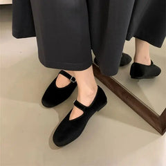 LBSFY  -   Ballet Flats Buckle Red Dress Ballerinas Zapatos Mujer Women Mary Janes Shoes