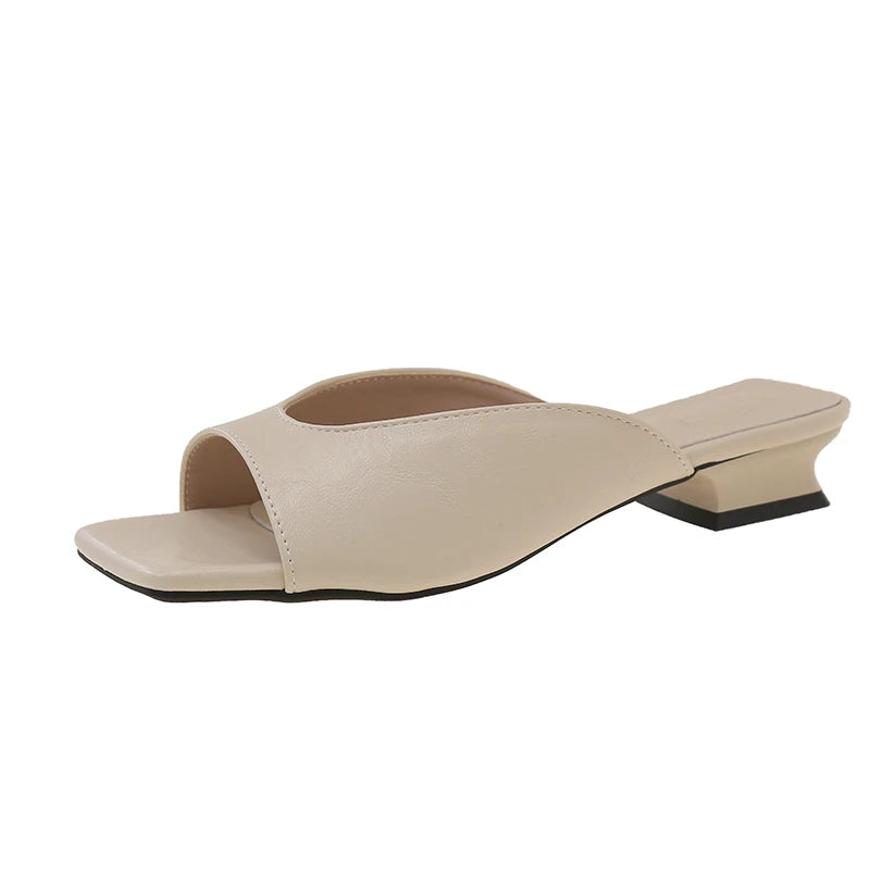 LBSFY -New Fashion Summer Women Slipper Square Toe Ladies Mules Sexy High Heels Slippers Female Designer Woman Shoes Claquette Femme
