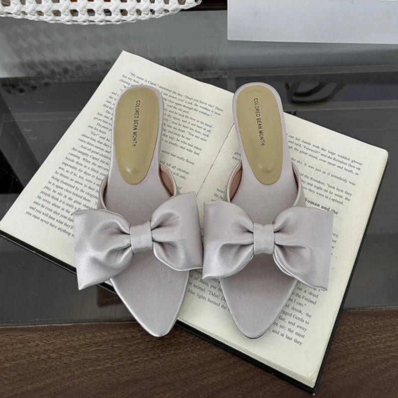 LBSFY - Brand Women Slippers Fashion Summer Bow Flat Sandals Outdoor Beach Slippers Women Flat Shoes Women Dress Slides Mujier